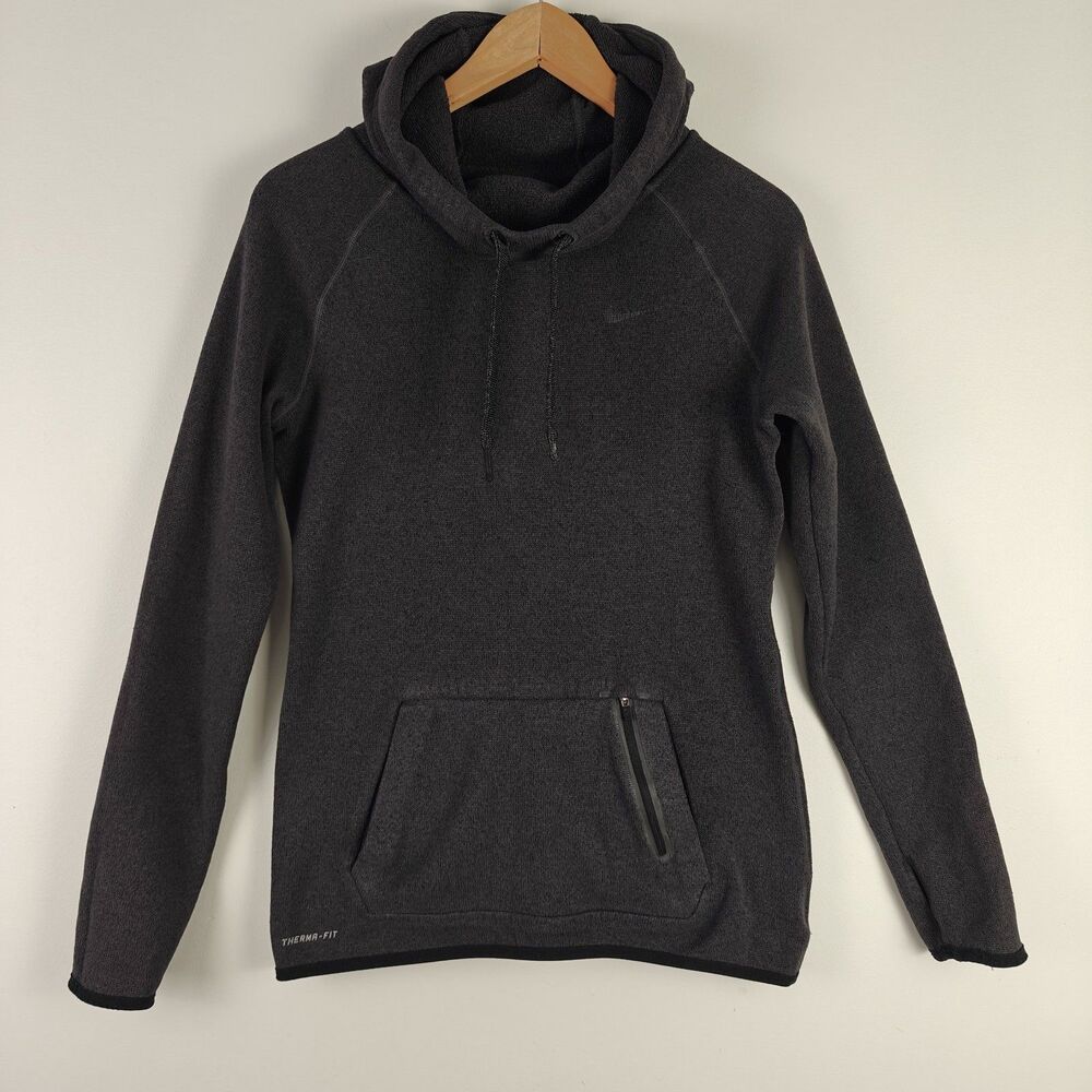 Nike Hypernatural Therma Fit Hoodie Women’s Dark Gray Knit Pullover Size M